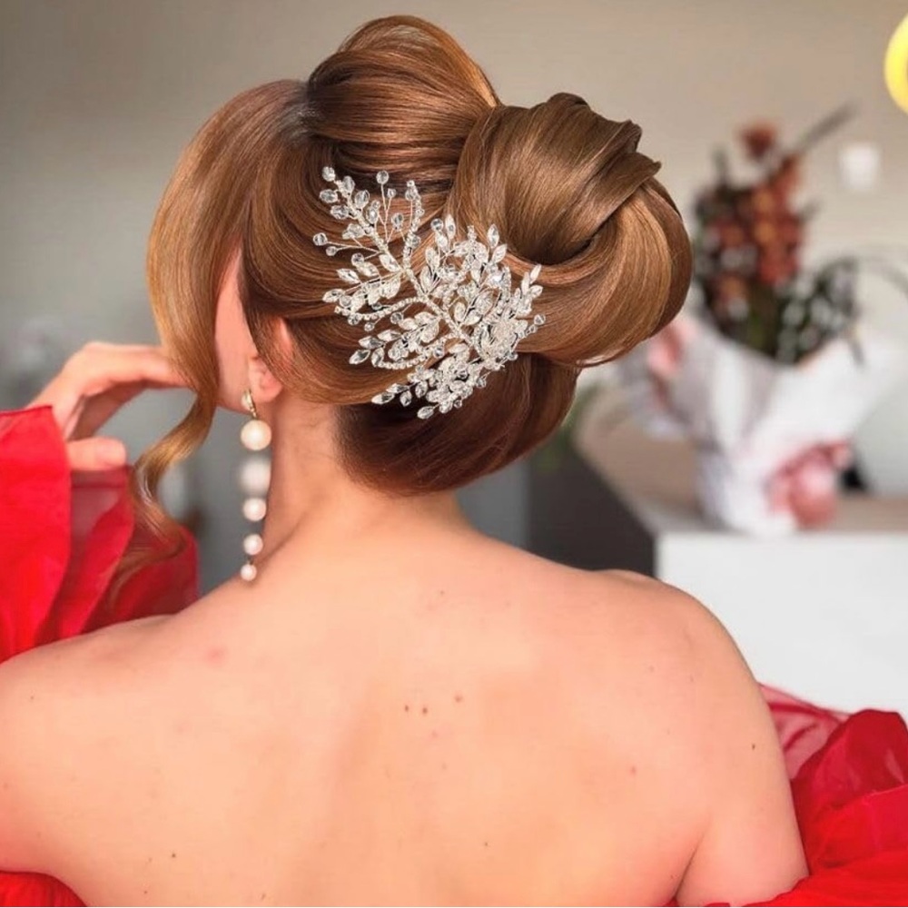 Wedding Hair Pieces for Brides, Handmade Bridal Headpieces, Rhinestone Hair